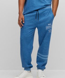 Hugo Boss Sweatshirts and Jogging Pants-BOSS x NFL oversize-fit tracksuit bottoms in denim-look cotton-hugo boss outlet