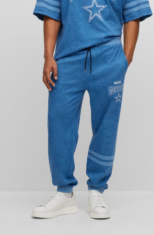 Hugo Boss Sweatshirts and Jogging Pants-BOSS x NFL oversize-fit tracksuit bottoms in denim-look cotton-hugo boss outlet