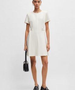 Hugo Boss Dresses-Regular-fit dress in stretch fabric with hardware buttons-hugoboss