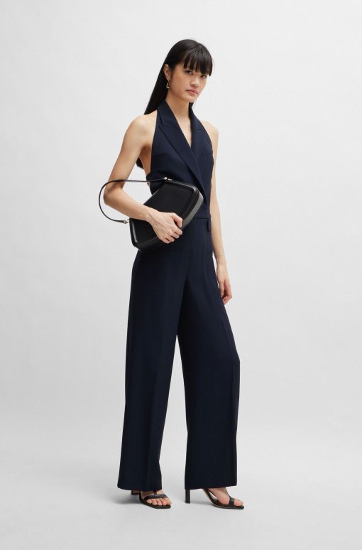 Hugo Boss Dresses-Halterneck jumpsuit with peak lapels-hugo by hugo boss