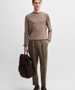 Hugo Boss-Relaxed-fit trousers in patterned virgin wool-boss store near me 2