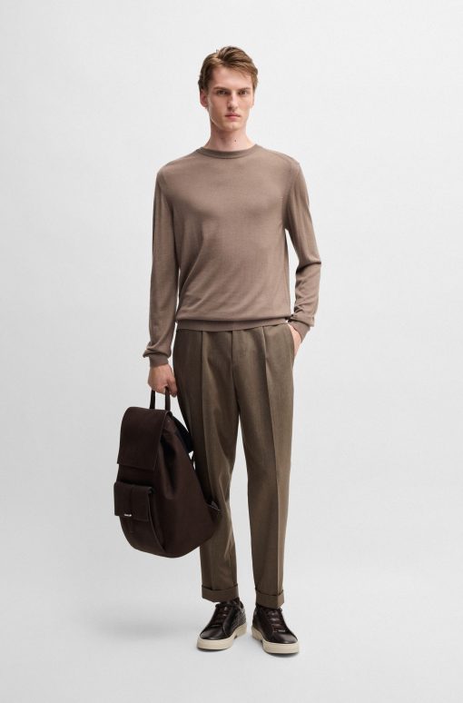 Hugo Boss-Relaxed-fit trousers in patterned virgin wool-boss store near me - Image 2