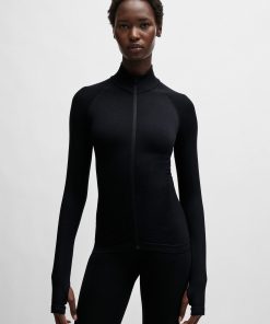 Hugo Boss Tops-NAOMI x BOSS zip-up top in stretch jersey-hugo boss sale