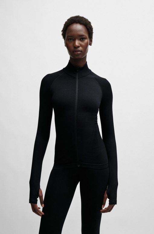 Hugo Boss Tops-NAOMI x BOSS zip-up top in stretch jersey-hugo boss sale