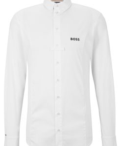 Hugo Boss-Equestrian slim-fit show shirt in mixed materials-hugo boss store