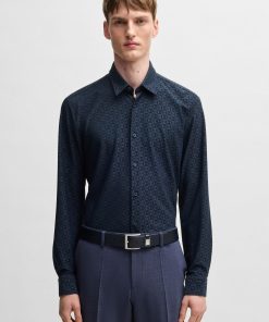 Hugo Boss-Slim-fit shirt in performance-stretch jacquard-hugo boss store near me