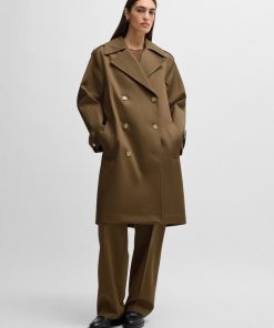 Hugo Boss Jackets and Coats-Double-breasted coat in water-repellent cotton-boss store