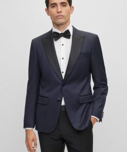 Hugo Boss Sport Coats-Slim-fit tuxedo jacket in wool serge-boss store