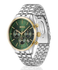 Hugo Boss Watches-Multi-link-bracelet chronograph watch with green dial-hugo 2