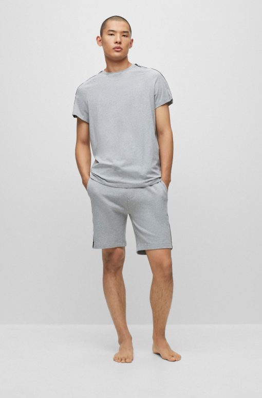 Hugo Boss Sweatshirts and Jogging Pants-Relaxed-fit T-shirt in stretch cotton with logo tape-boss store - Image 2