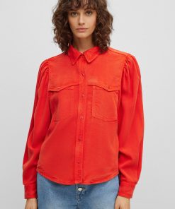 Hugo Boss Blouses-Regular-fit blouse with popper closures and point collar-hugo