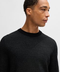 Hugo Boss Sweaters and Cardigans-Virgin-wool sweater with two-tone jacquard pattern-hugo boss sale 2