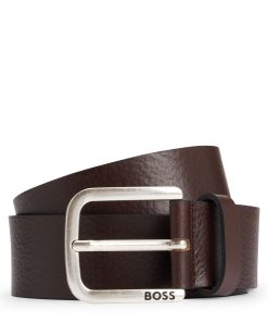 Hugo Boss Belts-Buffalo-leather belt with branded pin buckle-hugo boss store near me