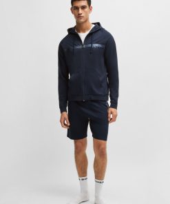 Hugo Boss Sweatshirts and Jogging Pants-Cotton-terry shorts with metallic logo-hugo boss near me 2