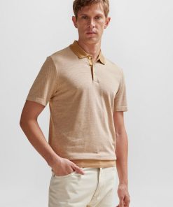 Hugo Boss Polo Shirts-Bubble-structure polo shirt in cotton and cashmere-hugo boss store