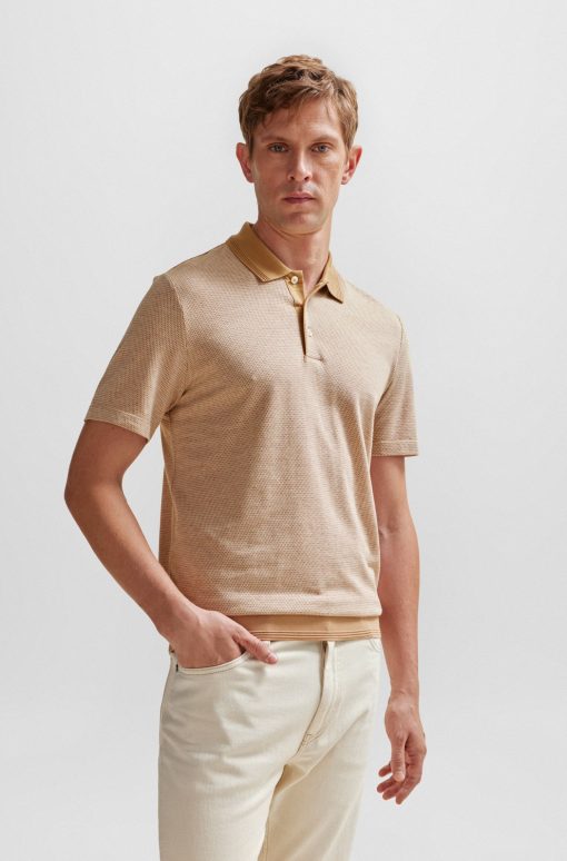 Hugo Boss Polo Shirts-Bubble-structure polo shirt in cotton and cashmere-hugo boss store