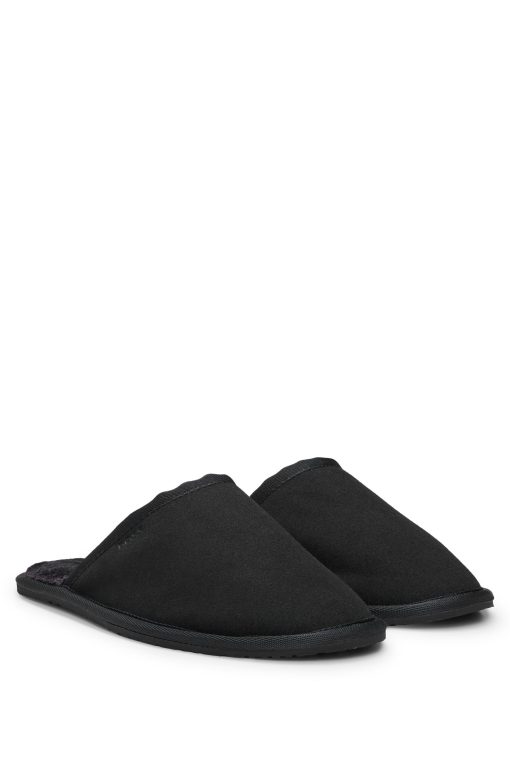 Hugo Boss-Faux-suede slippers with rubber sole-hugoboss