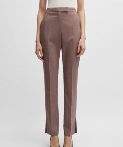 Hugo Boss Pants-Slim-fit trousers in Italian virgin-wool sharkskin-hugo boss near me