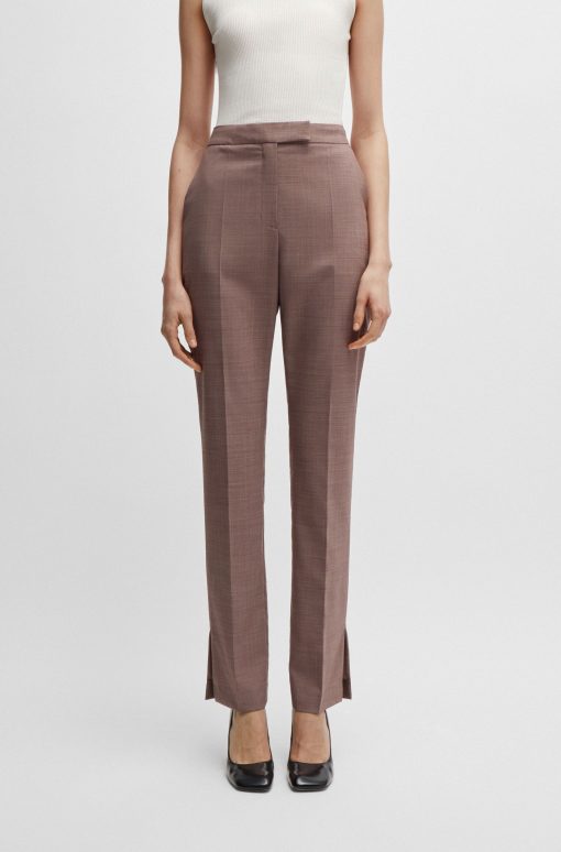 Hugo Boss Pants-Slim-fit trousers in Italian virgin-wool sharkskin-hugo boss near me