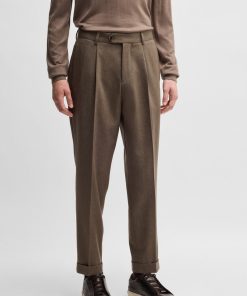 Hugo Boss-Relaxed-fit trousers in patterned virgin wool-boss store near me