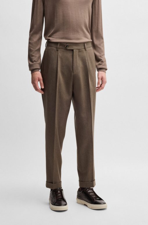 Hugo Boss-Relaxed-fit trousers in patterned virgin wool-boss store near me