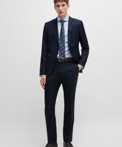 Hugo Boss Suits-Slim-fit suit in checked wool-hugo