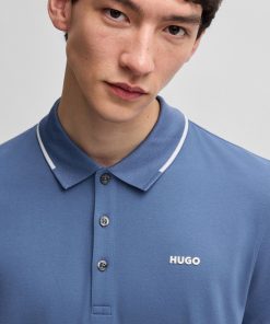 Hugo Boss Polo Shirts-Stretch-cotton slim-fit polo shirt with printed logo-hugo boss store 2