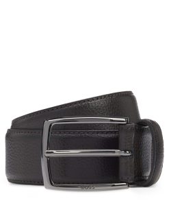 Hugo Boss Belts-Italian-made grained-leather belt with logo buckle-boss store