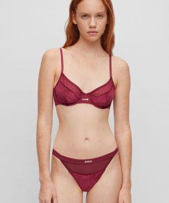 Hugo Boss Underwear, Pajamas, and Socks-Mixed-material underwired bra with foil logo-hugo boss store 2