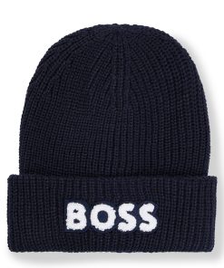 Hugo Boss-Kids’ double-layer beanie hat with terry branding-boss hugo