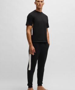 Hugo Boss Sweatshirts and Jogging Pants-Cotton-terry tracksuit bottoms with contrast side panels-hugo boss store near me 2