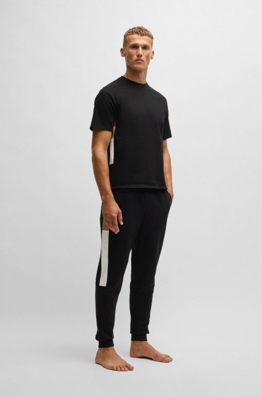 Hugo Boss Sweatshirts and Jogging Pants-Cotton-terry tracksuit bottoms with contrast side panels-hugo boss store near me - Image 2