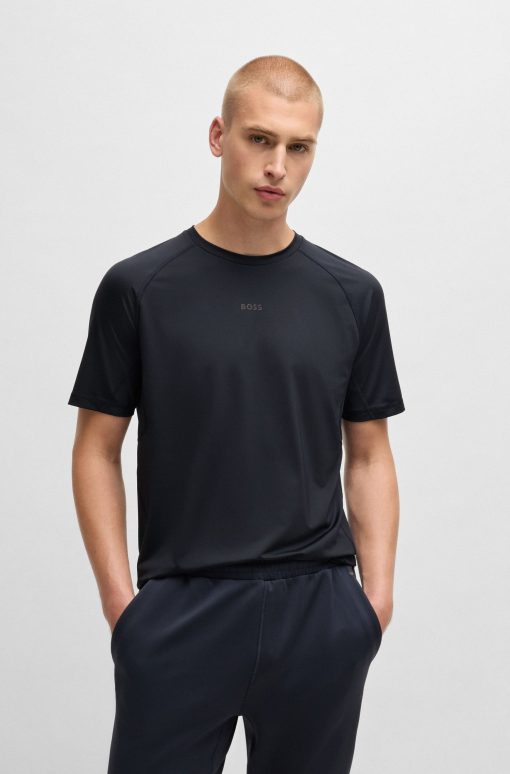 Hugo Boss T-Shirts-Active slim-fit T-shirt with decorative reflective details-hugo boss store near me