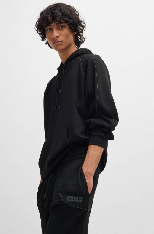 Hugo Boss Sweatshirts and Jogging Pants-Cotton-terry tracksuit bottoms with decorative reflective trims-hugo - Image 2