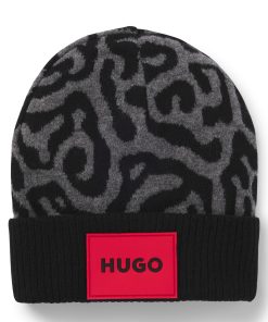 Hugo Boss-Kids’ beanie hat with jacquard-woven cheetah pattern-boss near me