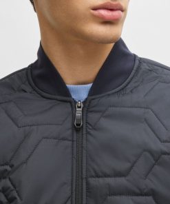 Hugo Boss Tracksuits-Hybrid sweatshirt with quilted upper body and mesh lining-boss store near me 2