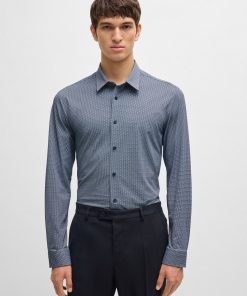 Hugo Boss-Slim-fit shirt in printed performance-stretch fabric-hugoboss