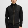 Hugo Boss Sweaters and Cardigans-Zip-neck sweater with softshell trims-boss store 4