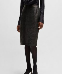 Hugo Boss Skirts-Pencil skirt in crocodile-embossed leather-boss outlet