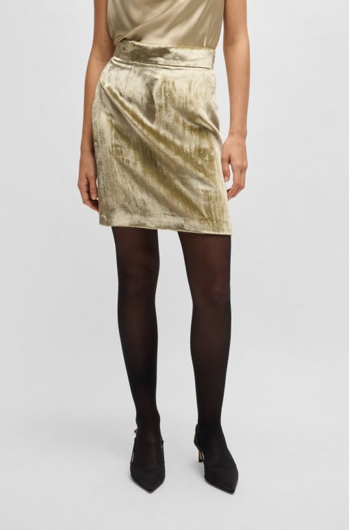 Hugo Boss Skirts-Mini skirt in plush velvet with smooth lining-hugo boss store near me