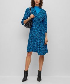 Hugo Boss Dresses-Wrap-front V-neck dress with seasonal print-hugo boss store