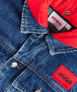 Hugo Boss-Kids’ denim jacket with detachable fleece hood-hugo boss store 2