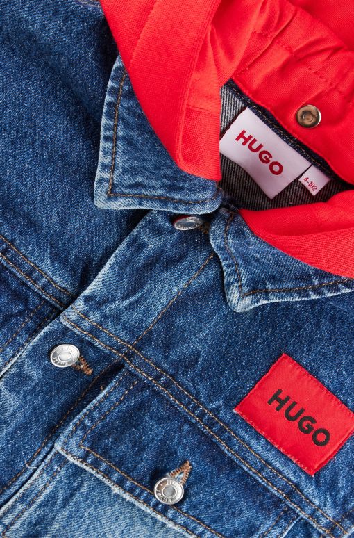 Hugo Boss-Kids' denim jacket with detachable fleece hood-hugo boss store - Image 2