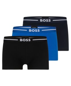 Hugo Boss Underwear-Three-pack of stretch-cotton trunks with logo waistbands-boss store