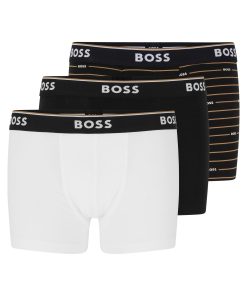 Hugo Boss Underwear-Three-pack of stretch-cotton trunks with logo waistbands-hugo boss store