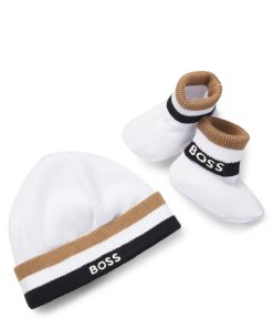 Hugo Boss-Gift-boxed beanie hat and booties for babies-boss store near me