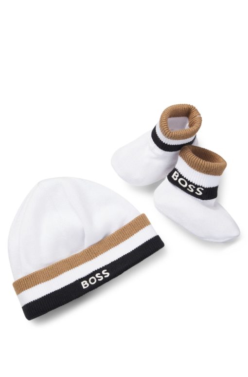 Hugo Boss-Gift-boxed beanie hat and booties for babies-boss store near me