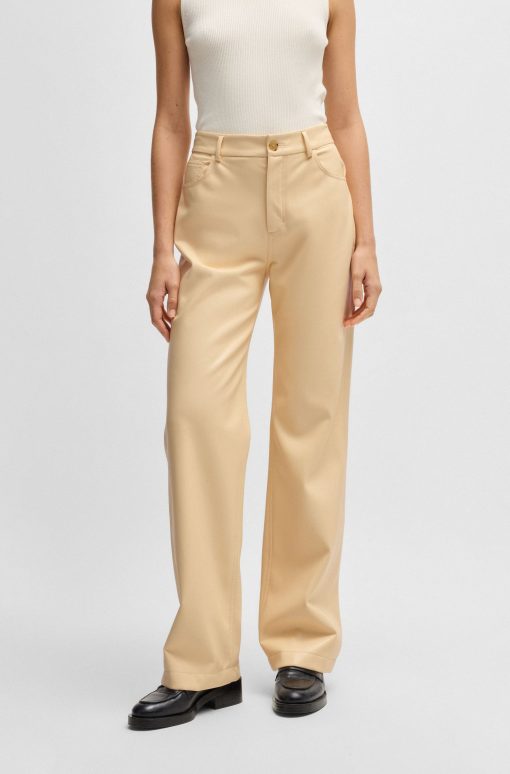 Hugo Boss Pants-Five-pocket trousers in faux leather-boss store