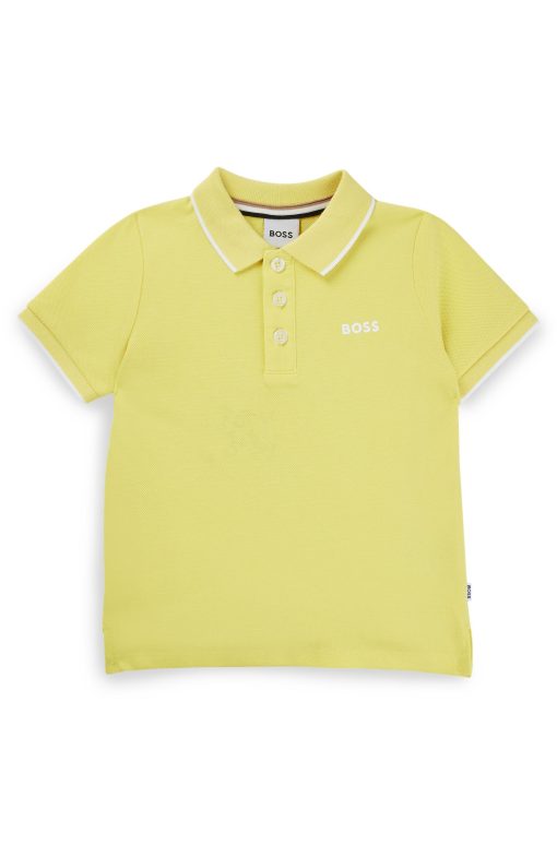 Hugo Boss-Kids' cotton-piqué polo shirt with logo and stripes-hugo by hugo boss