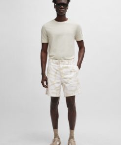 Hugo Boss Pants-Regular-fit shorts in printed stretch-cotton twill-hugo boss store 2